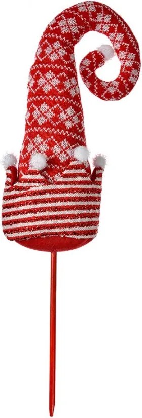 Vianočná dekorácia zápich čiapky škriatka Elfa - 17*7*54 cm