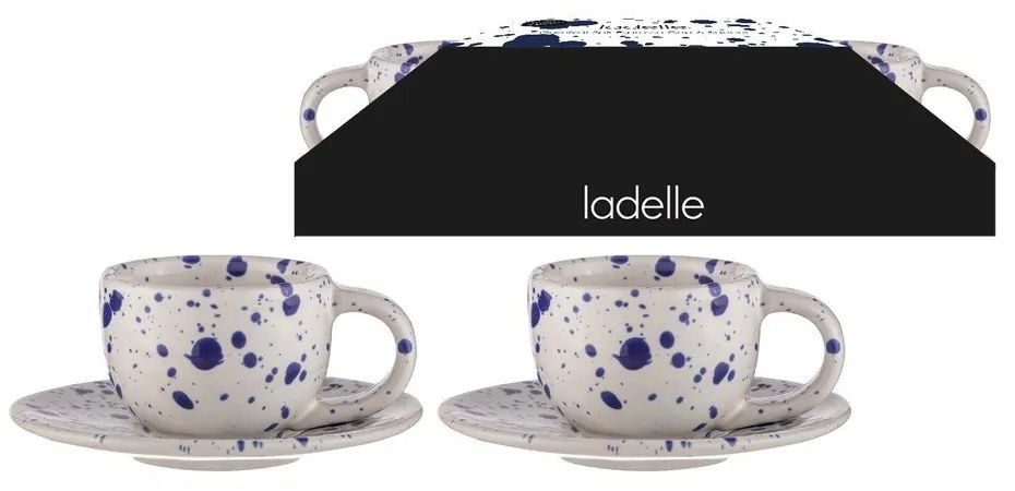Bielo-modré šálky na espresso z kameniny v súprave 2 ks 100 ml Carnival – Ladelle
