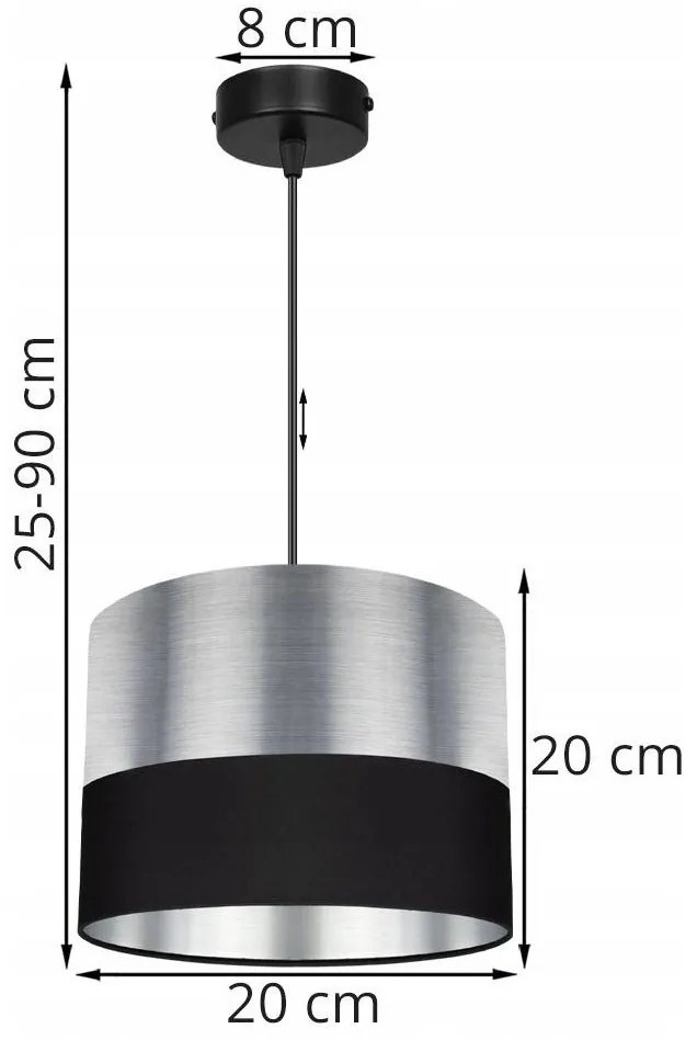 Závesné svietidlo Chromic, 1x chrómové textilné tienidlo (výber z 2 farieb), (výber z 2 farieb konštrukcie)