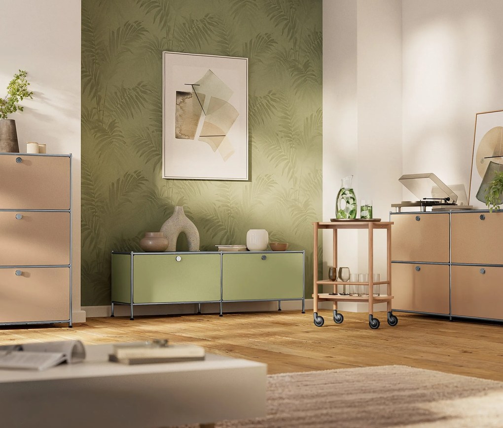 Kovová komoda »CN3« s 3 výklopnými priečinkami, karamelová