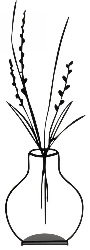 Kovová dekorácia Flowerpot I 46 cm čierna