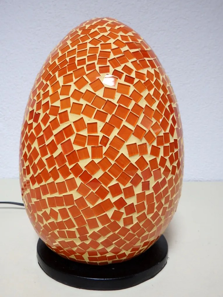 Stolná lampa oranžová EGG , ručná práca, mozaika
