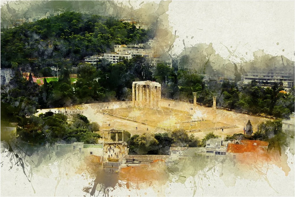 Obraz - Chrám Dia, Atény, Grécko (90x60 cm)