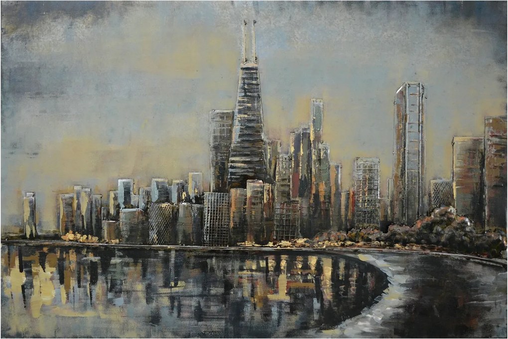 Nástenný kovový obraz Skyline - 120 * 80 * 4 cm