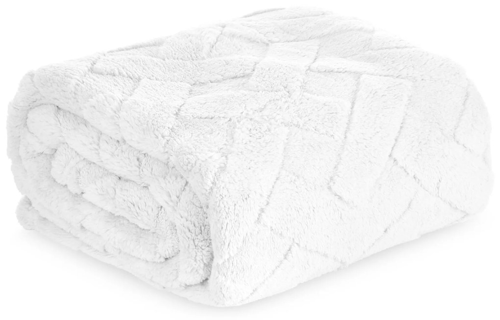 DEKA Z MIKROFLANELU CARO 170X210 CM BIELA