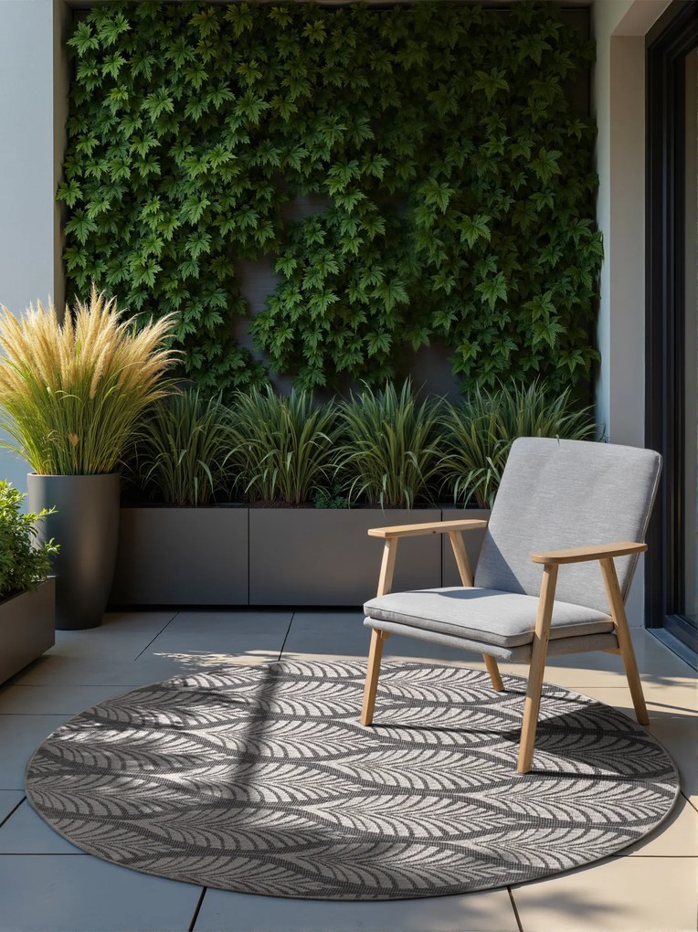 Kusový koberec Duet Liora 106246 White/Gray kruh - na von aj na doma, 160x160 (priemer) kruh, šedá, chodba / predsieň, NORTHRUGS