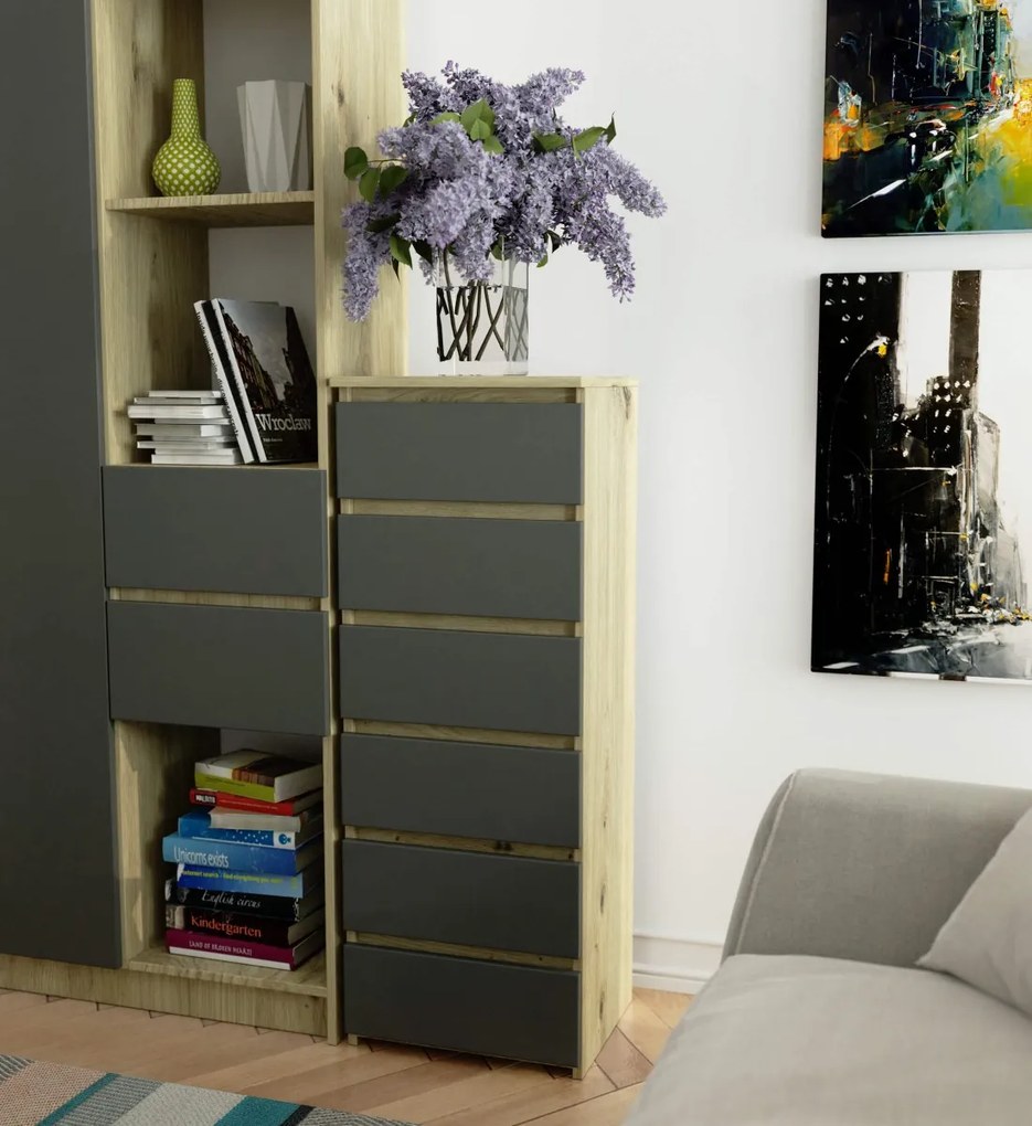 Komoda CL6 40 cm dub artisan/grafitovo šedá