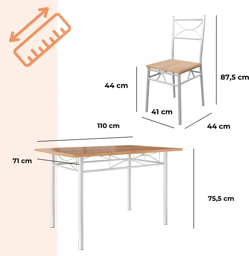 Casaria Jedálenská súprava PAUL, 5-dielna, prírodná hnedá