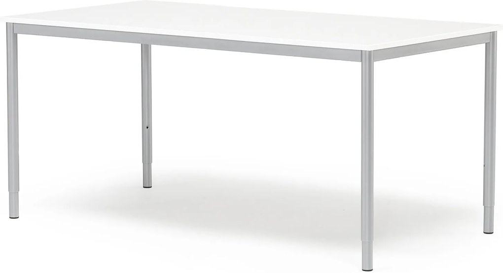 Kancelársky pracovný stôl Adeptus, 1600x800 mm, biely laminát/šedá