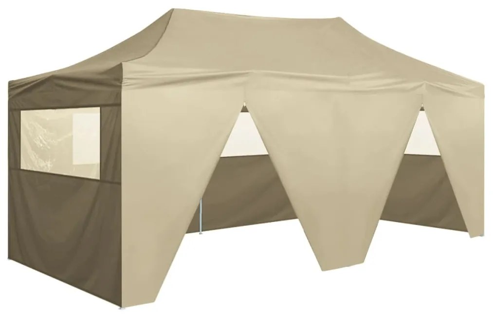 vidaXL Profesionálny skladací párty stan+4 steny 3x6 m, oceľ, krémový