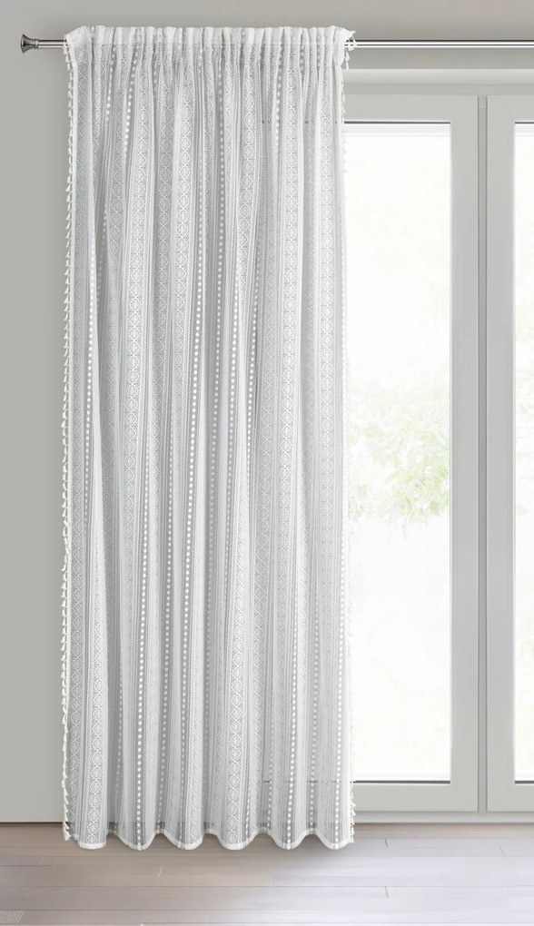 ZÁVES NA PÁSKE ADORA 140X270 CM BIELA