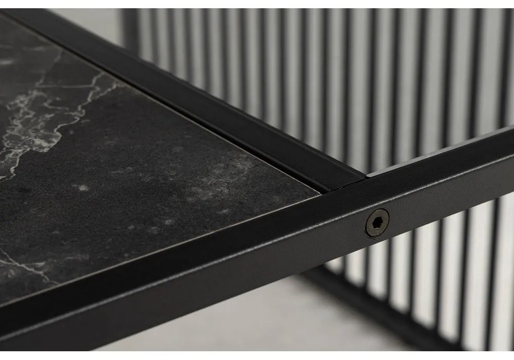 Čierny konferenčný stolík so sklenenou doskou 80x80 cm Strington – Actona