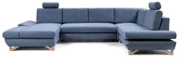 Rozkladacia rohová čalúnená sedacia súprava s úložným priestorom do U AVESTA modrá