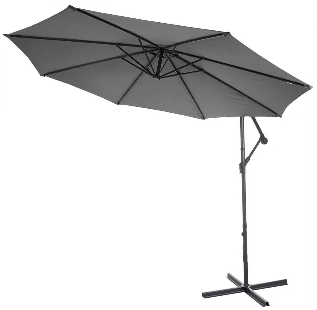 Slnečník Acerra Ø 3m polyester/oceľ - sivá so stojanom
