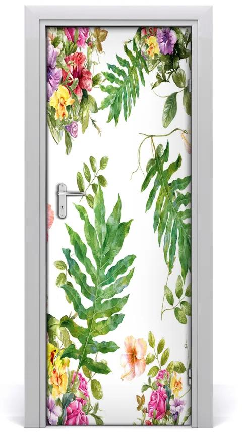 Samolepiace fototapety na dvere tropické kvety 75x205cm