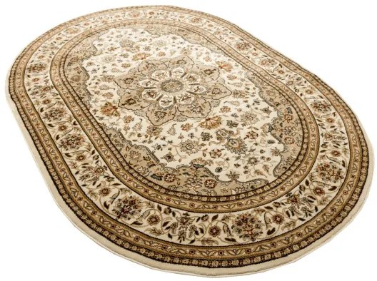 Koberec Super Rose 3792A Ornament kvety, krémový / béžový ovál
