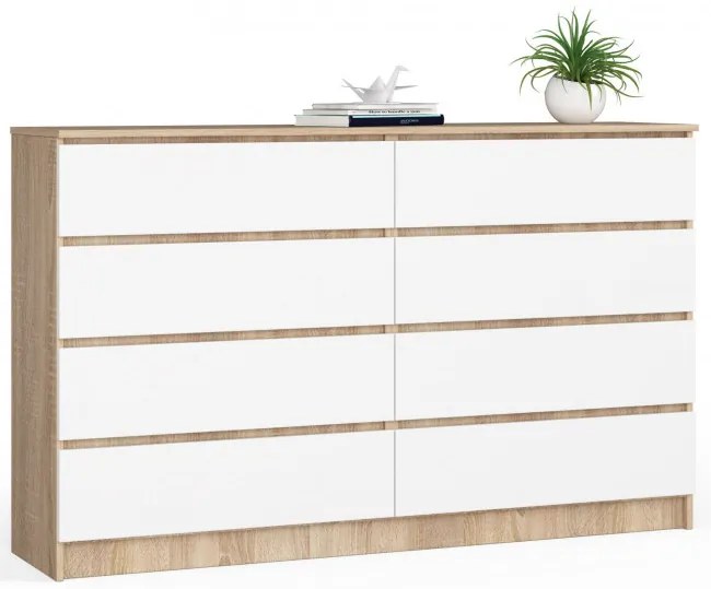 Komoda K160 8SZ CLP dub sonoma / biela