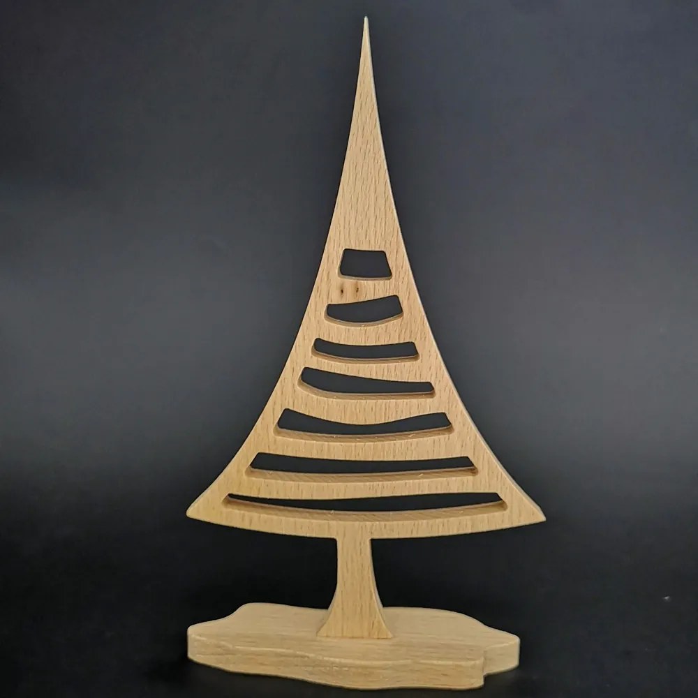AMADEA Drevený 3D strom ihličnan, masívne drevo, výška 22 cm