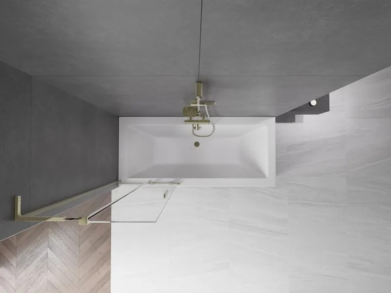 Mexen Velar L, 2-krídlová posuvná vaňová zástena 75 x 150 cm, 8mm číre sklo, zlatý lesklý profil, 896-075-003-01-50