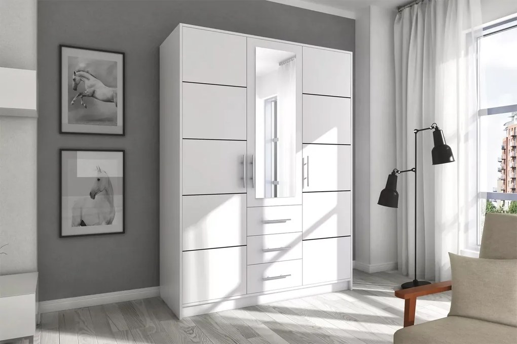 Šatníková skriňa z nadstawka Bali D3 - Biely mat