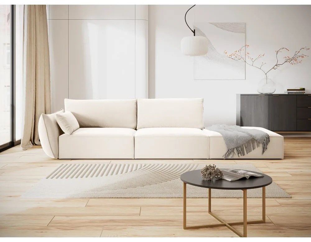 Béžová zamatová pohovka ľavý roh 264 cm Vanda – Mazzini Sofas