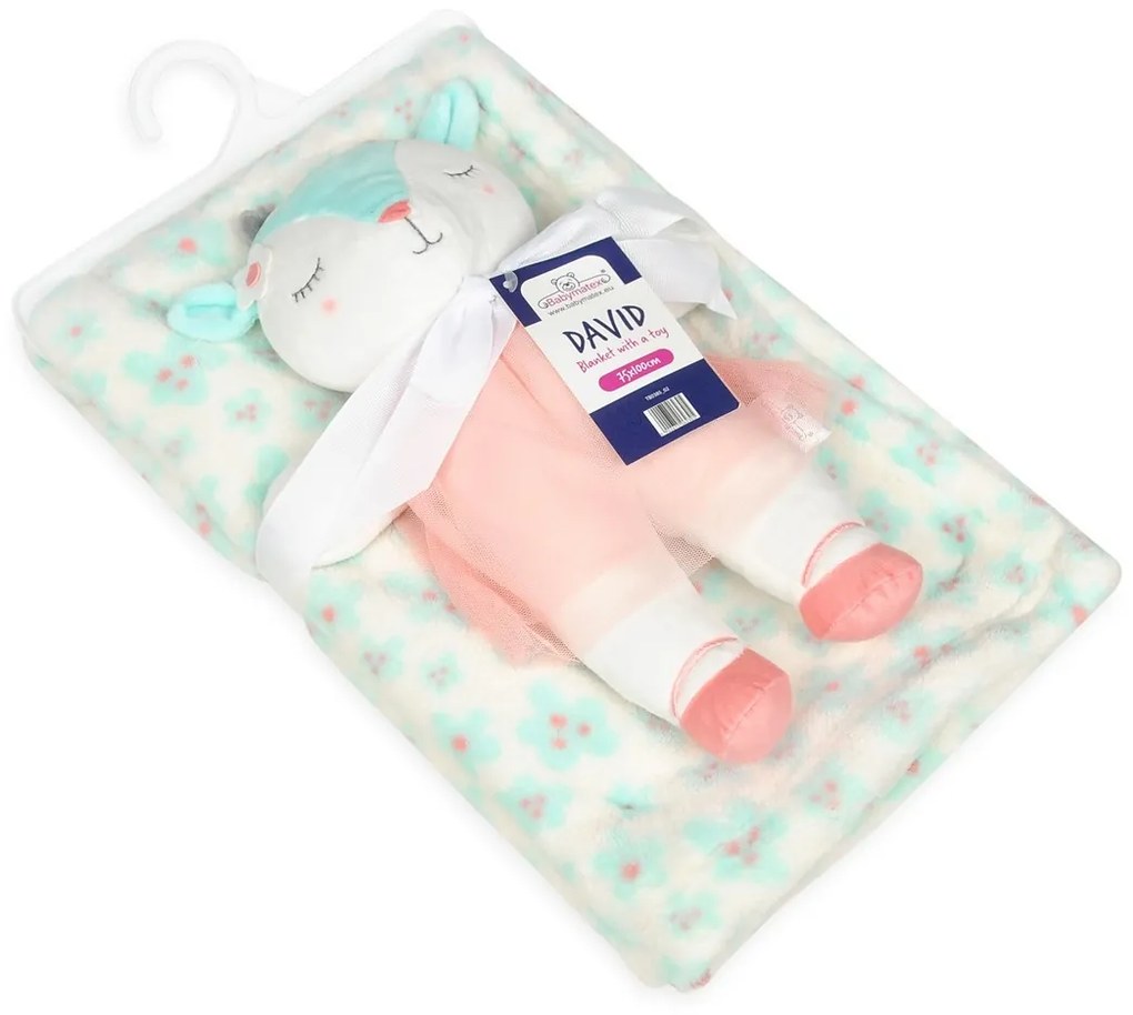 Babymatex Detská deka David zelená s plyšákom ovečka, 75 x 100 cm