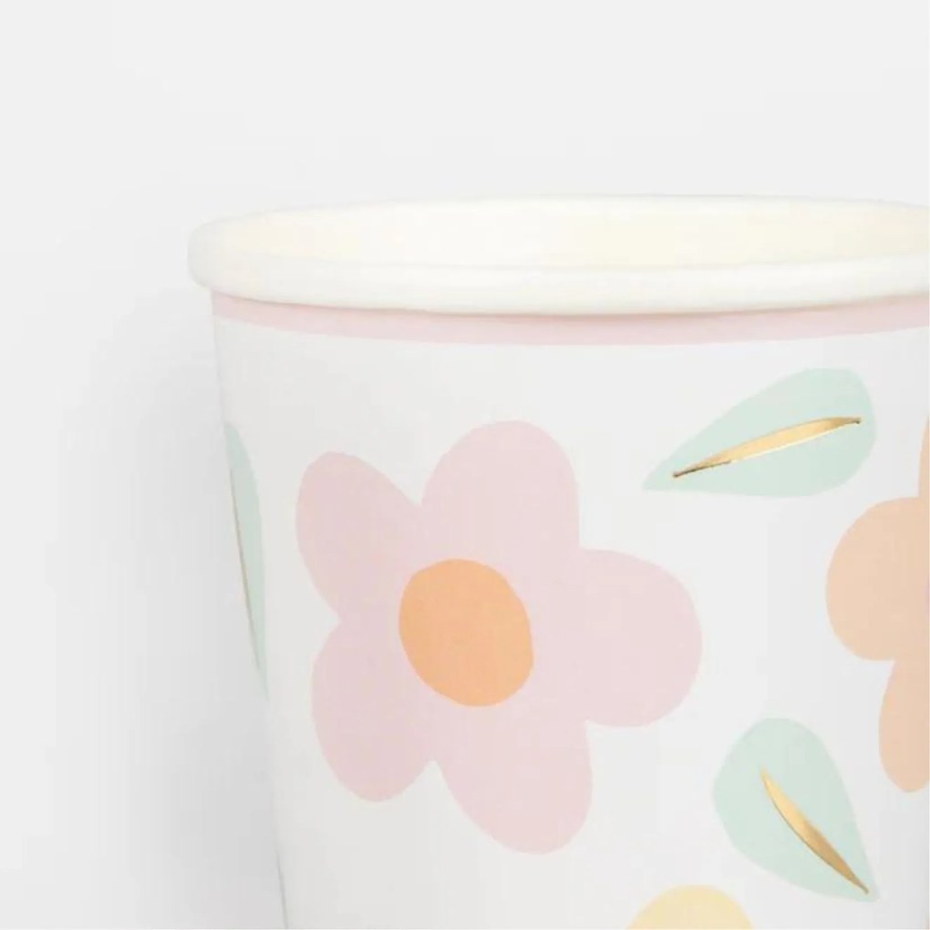 Meri Meri Papierové poháre Happy Flowers 256 ml – set 8 ks