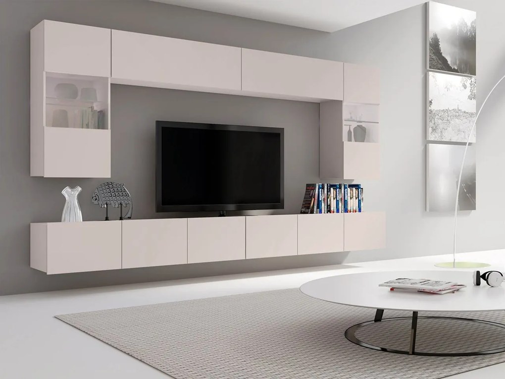 Obývacia stena Bralani I, Farby: čierny / čierny lesk, Osvetlenie: osvetlenie LED modré