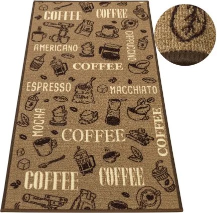 Protišmykový koberec / behúň Coffee 04 hnedý / béžový