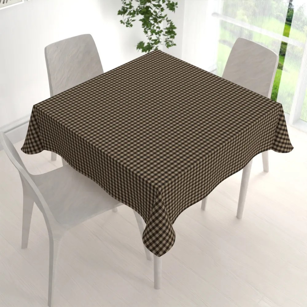 Biante Bavlnený štvorcový obrus Olivia OL-019 Hnedo-béžová kocka malá 80x80 cm