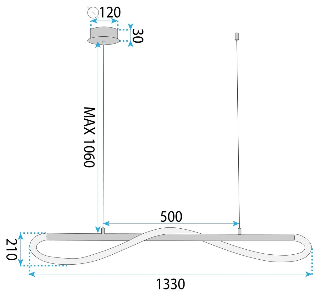 Toolight Toolight, LED závesné svietidlo 120 cm 60W APP853-CP LONG BLACK, čierna-biela, OSW-04030