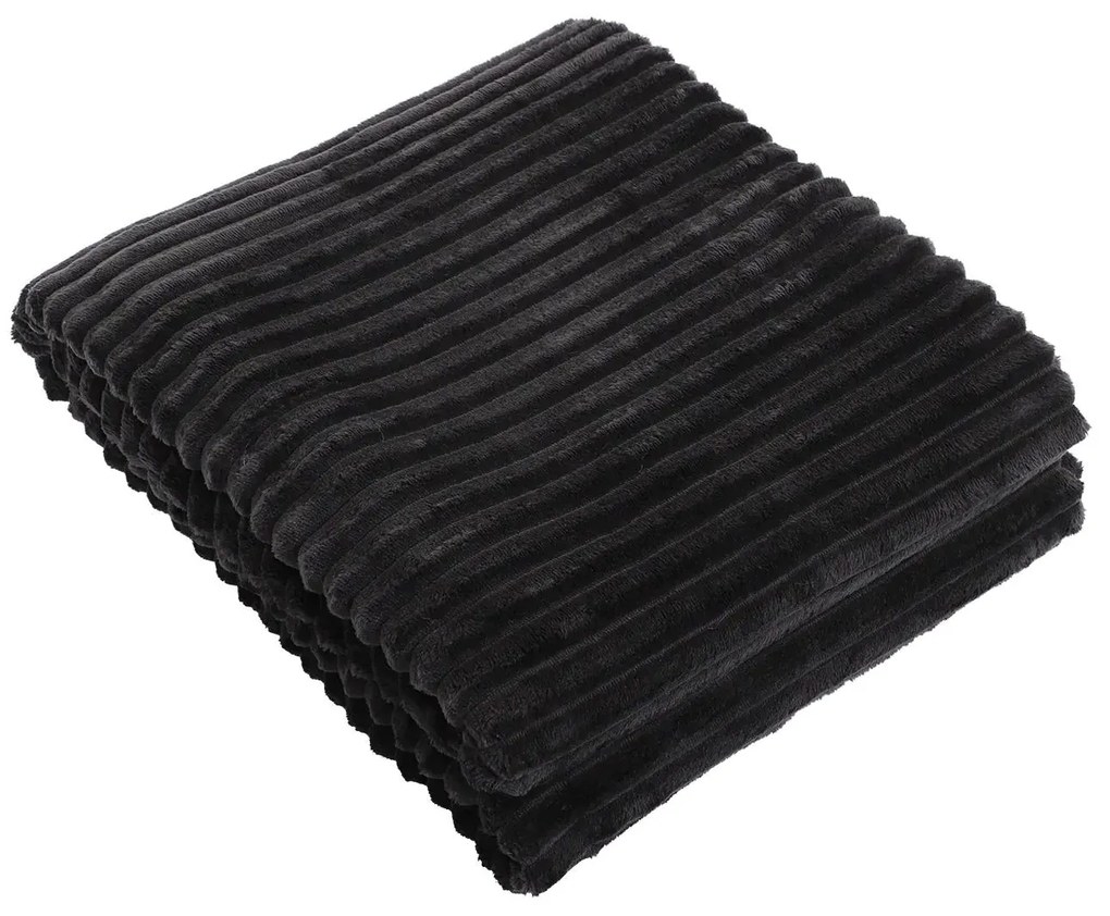 Čierný plyšový pléd Stockholm - 150 * 200 cm