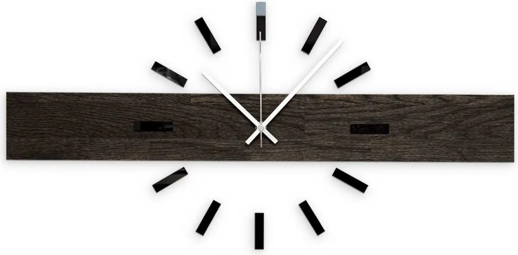 Ručne vyrobené vodorovné dubové nástenné hodiny - CRYSA: Strieborné ručičky 60 cm 4683-111269 MAS021-3169-SILVER-60