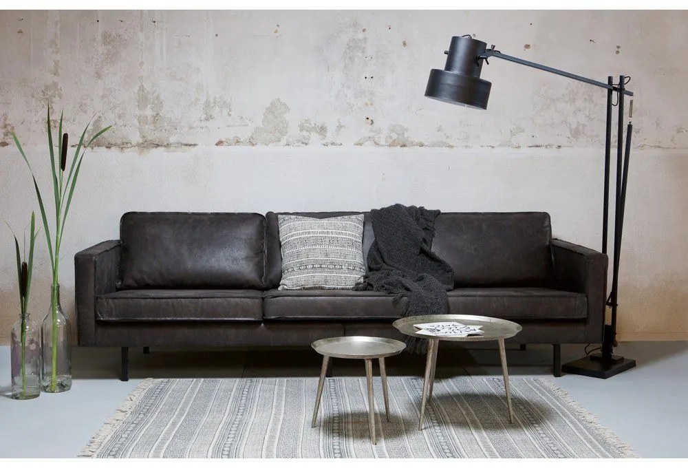 Čierna pohovka z imitácie kože 277 cm Rodeo – WOOOD