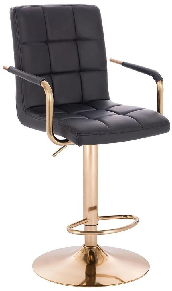 LuxuryForm Barová stolička VERONA GOLD na zlatom tanieri - čierna