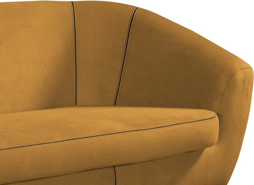 Trojmiestna pohovka Olivio, horčicovo žltá zamatová látka