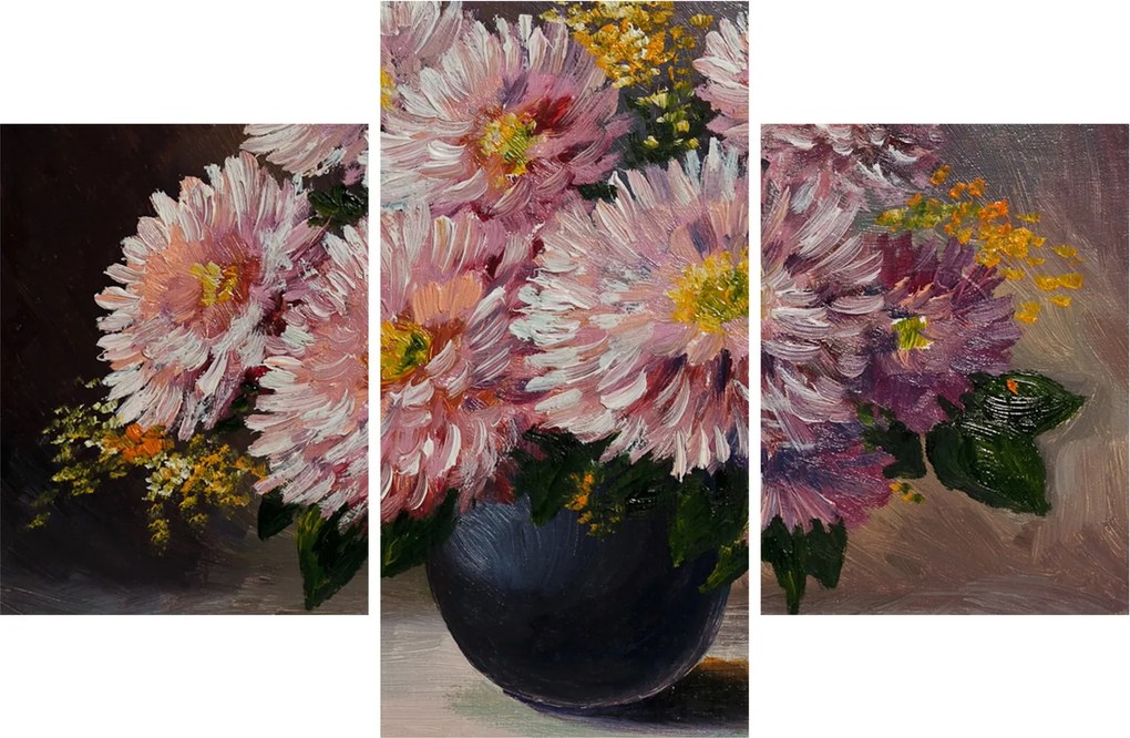 Obraz - Olejomaľba, Kvety vo váze (90x60 cm)