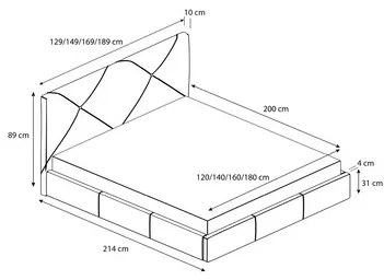 Čalúnená posteľ KARINO rozmer 180x200 cm Sivá