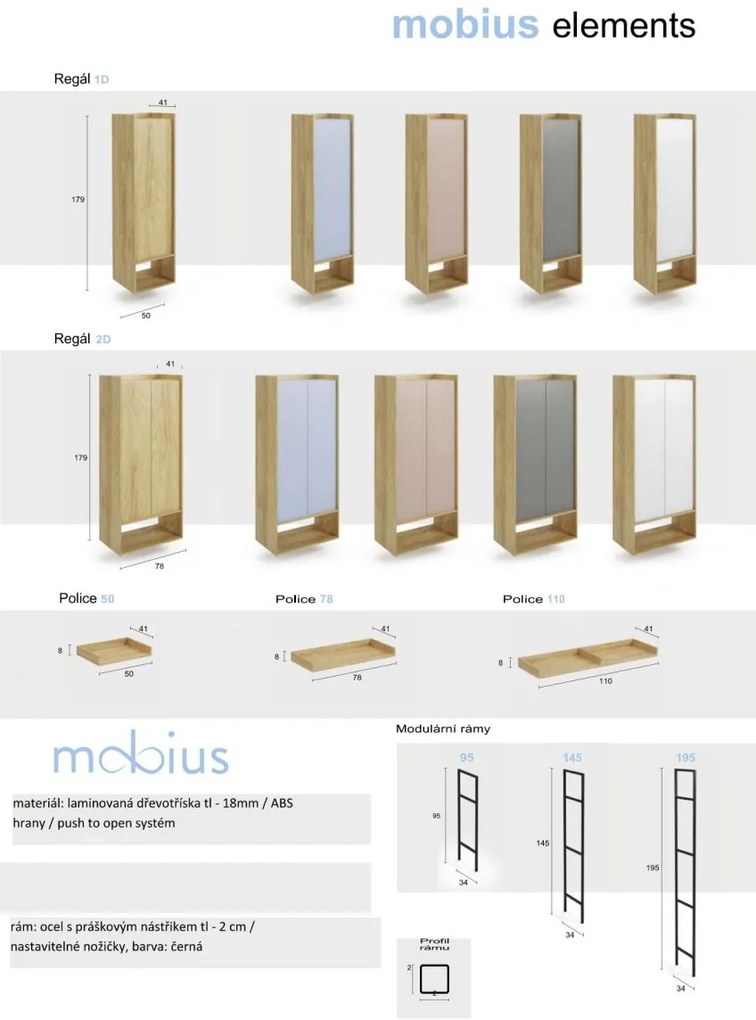 Regál MOBIUS 2D prírodný orech/stará ružová
