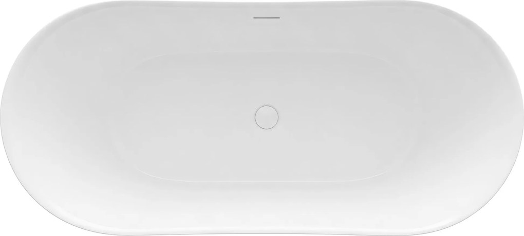 Rea Lusso Slim, voľne stojaca vaňa 170×74 cm + čierny click-clack, biela lesklá, KPL-W6504