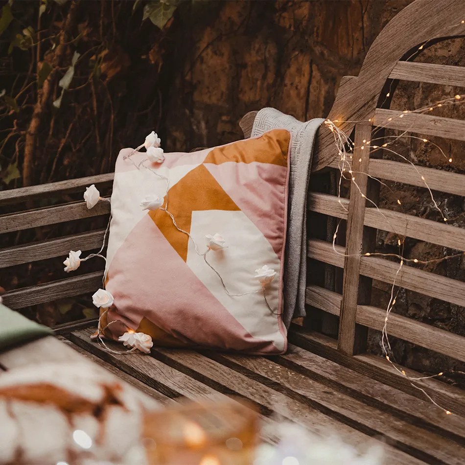 DECOLED LED světelný řetěz na baterie, 10 teple bílých diod, 1,8 m, růže
