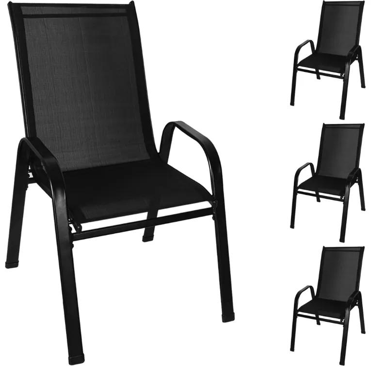 Sada 4 ks záhradných stoličiek GARRED, čierna