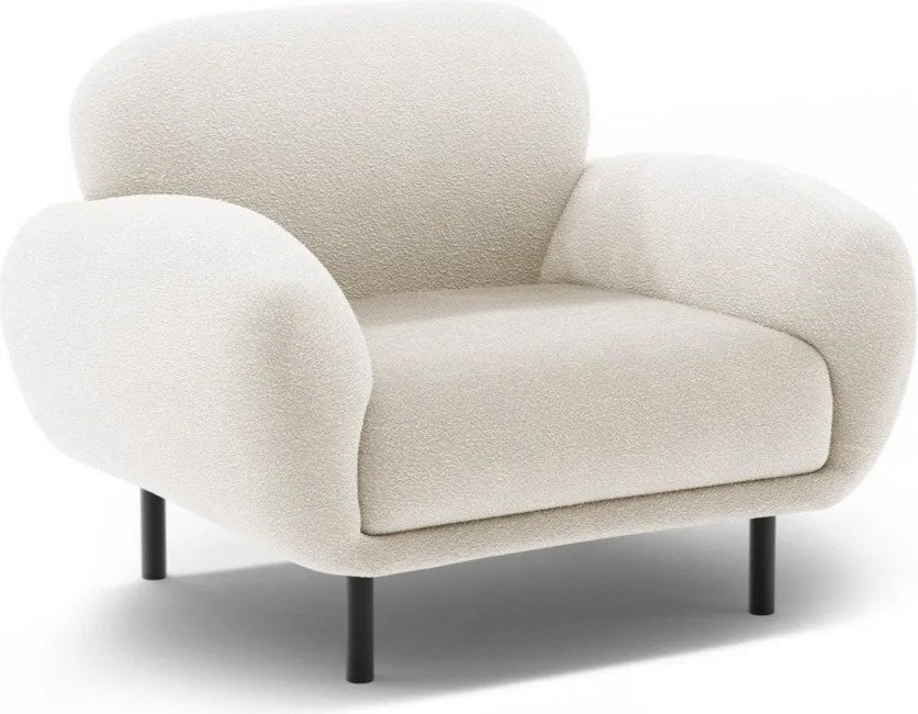 Biele kreslo z textílie buklé Poppy – Micadoni