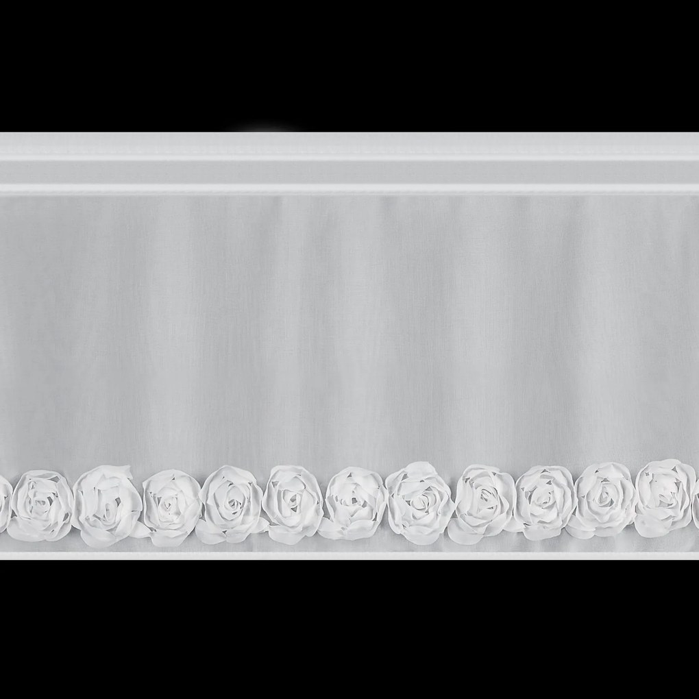 KRÁTKA ZÁCLONA NA PÁSKE EVA MINGE ROSES10 150X40 CM BIELA