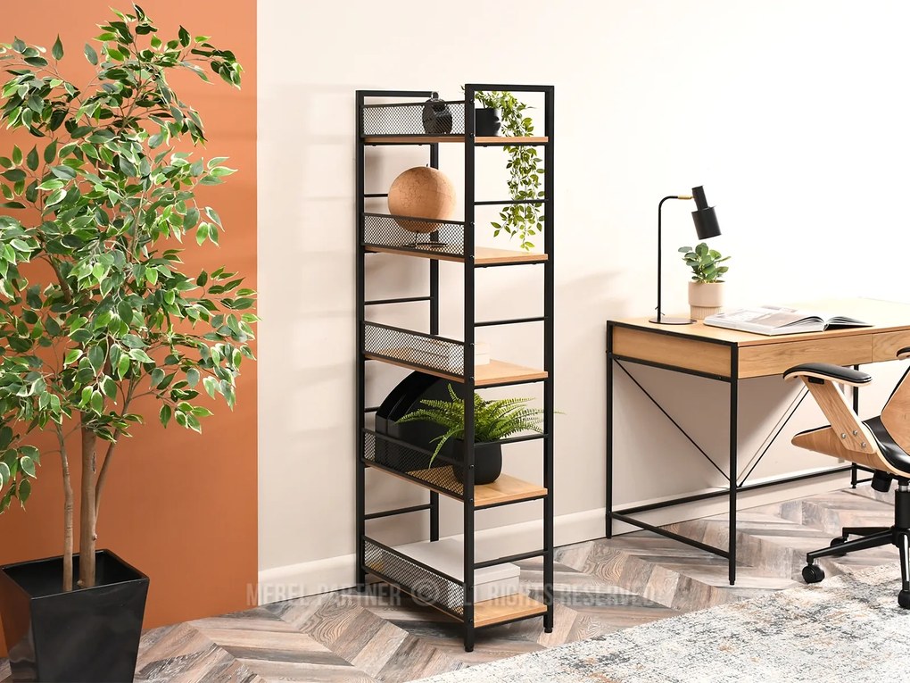 Regál Danube B (dub + čierna). Akcia -21%. Vlastná spoľahlivá doprava až k Vám domov. 1111336