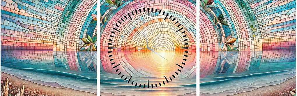 Obraz – Mozaika zapadajúceho slnka (s hodinami) (90x30 cm)