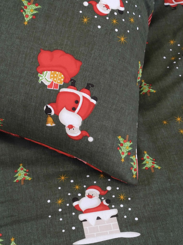 Vianočná bavlnená obliečka na vankúš Renforcé 50 × 70 cm - Polárny sen zelené