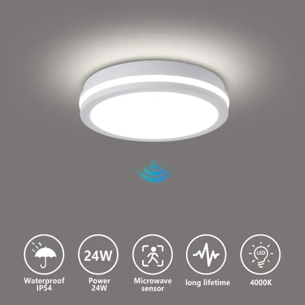 Brilagi - LED vonkajšie svietidlo so senzorom BENE LED/24W/230V pr. 26 cm biela IP54