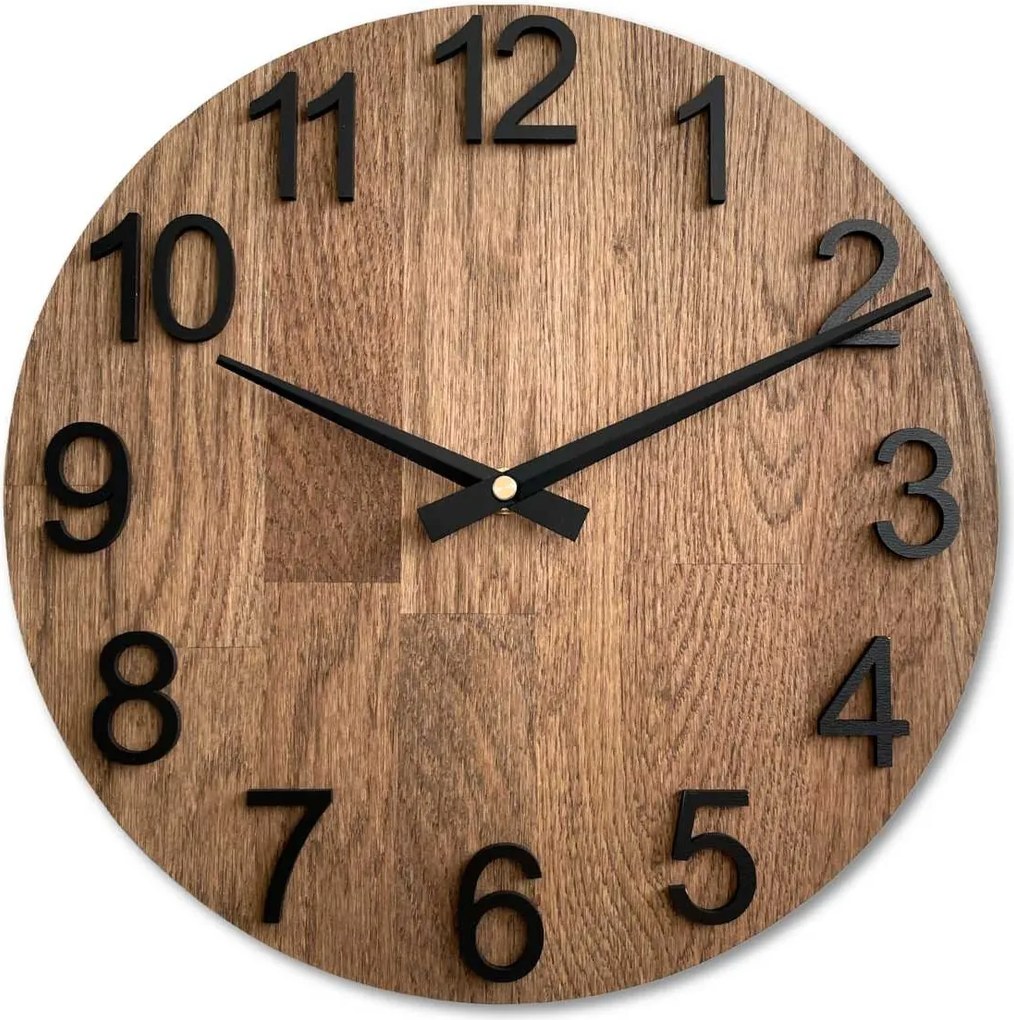 Elegantné drevené hodiny do obývačky | TORGGENT: HDF - Biela 30 cm 4622-107681 MAS017-3073-black-hands