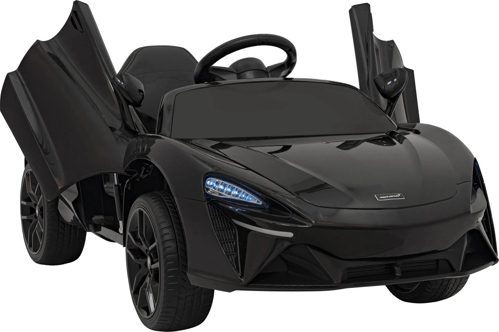 Ramiz McLaren Artur batéria pre deti čierna + pohon 4x4 + diaľkové ovládanie + pomalý štart + EVA + LED Audio